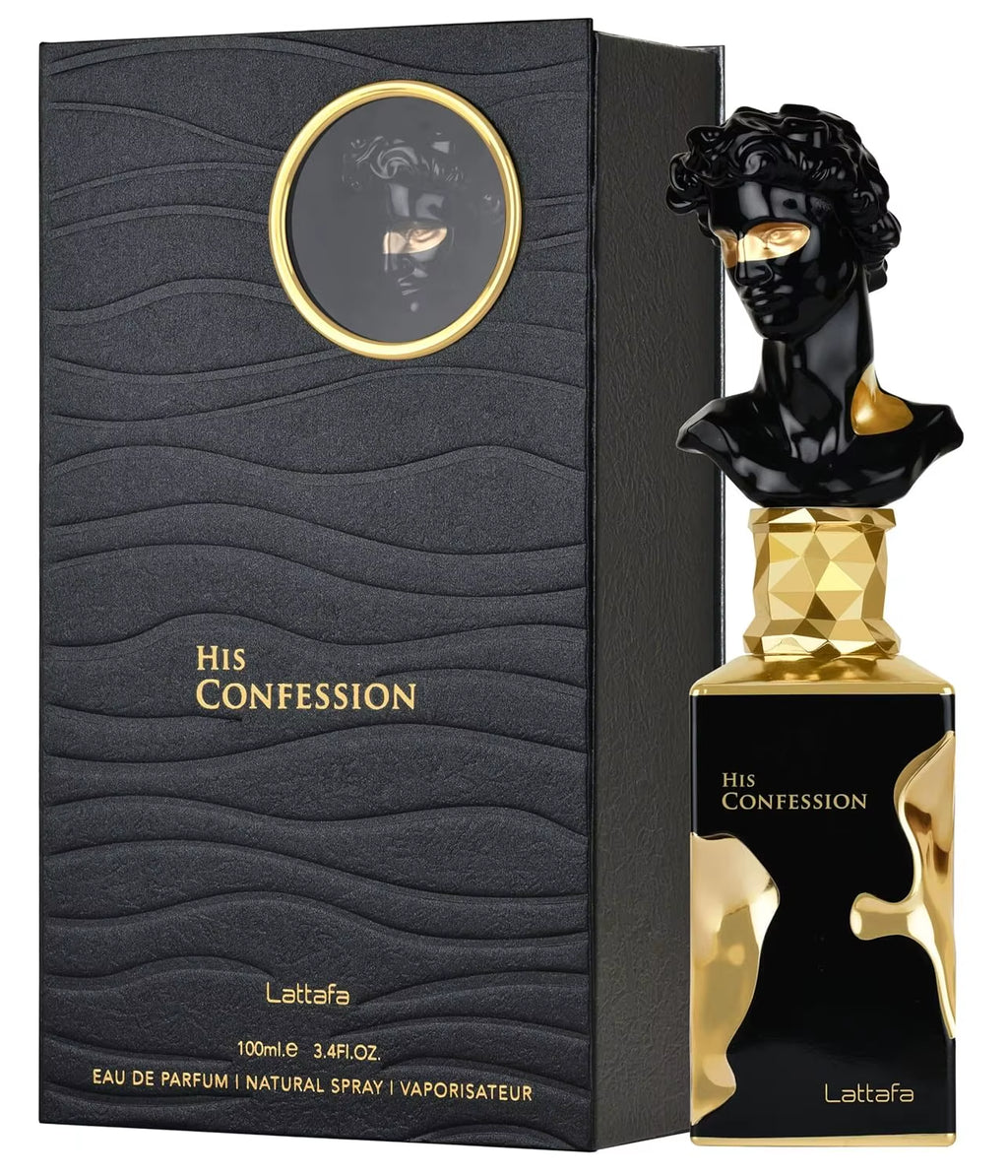 Lattafa His Confession for Men Eau De Parfum Spray, 3.4 Ounce / 100 Ml